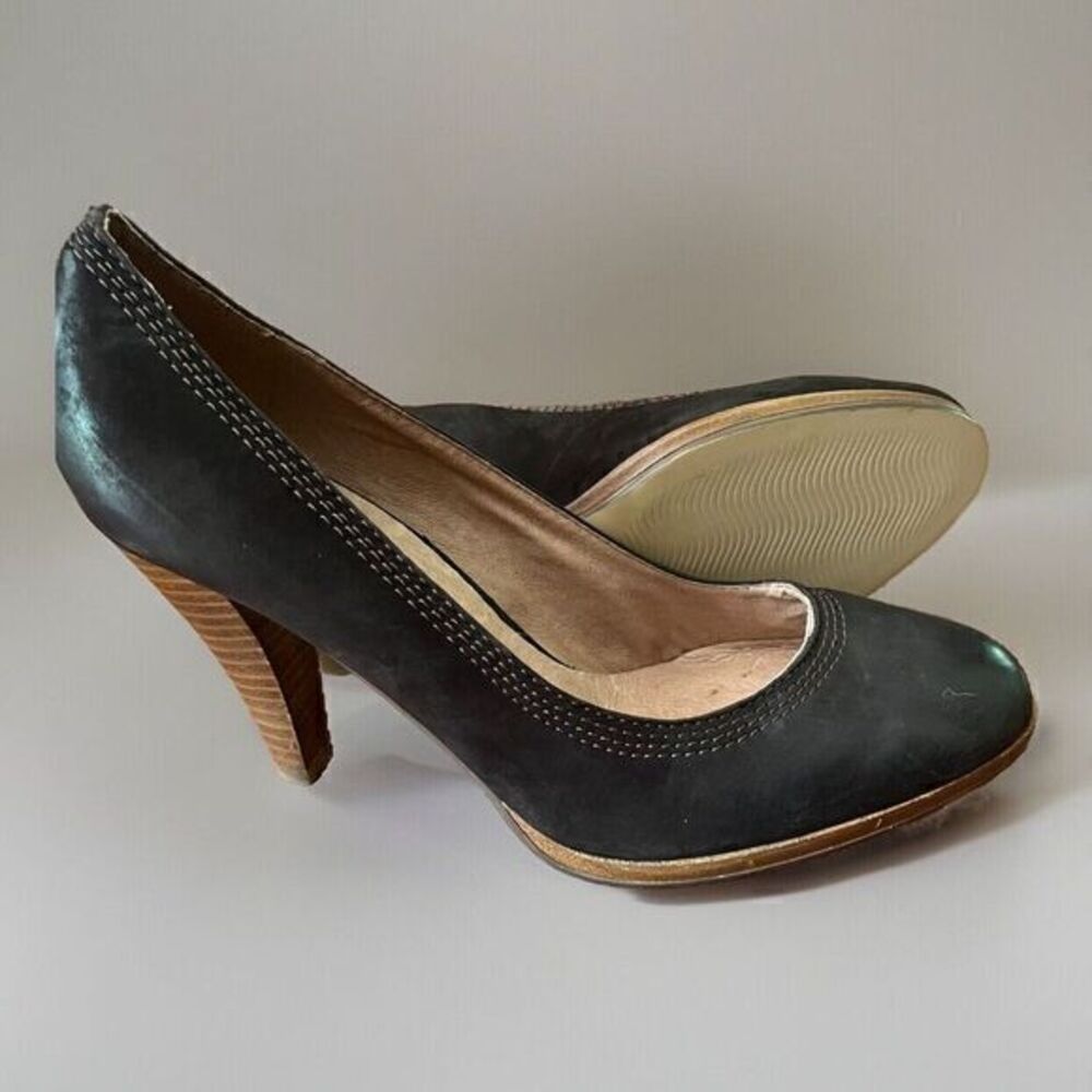 5th Avenue Leather Pumps Heels Shoes‎ Dark Brown Contrast Stitching 7.5 Workwear